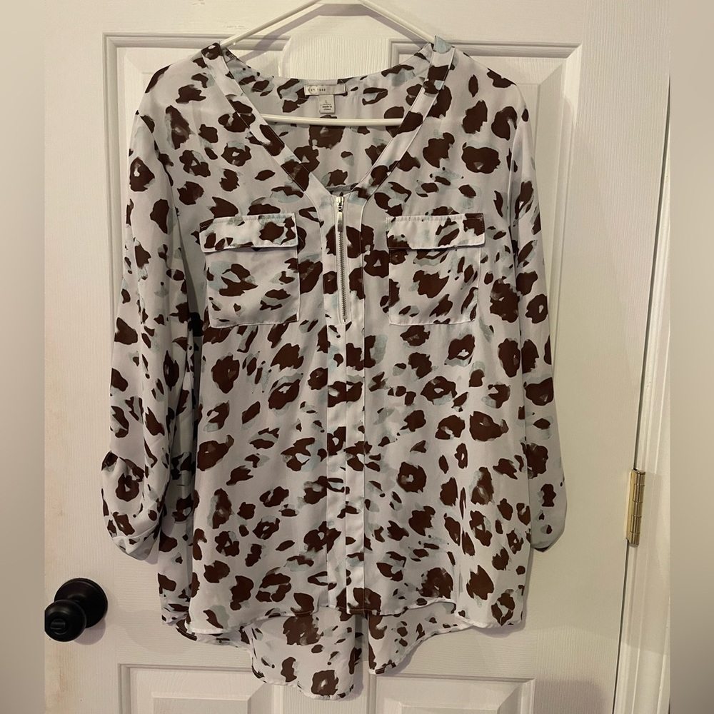Stylish Women's Brown and White Top